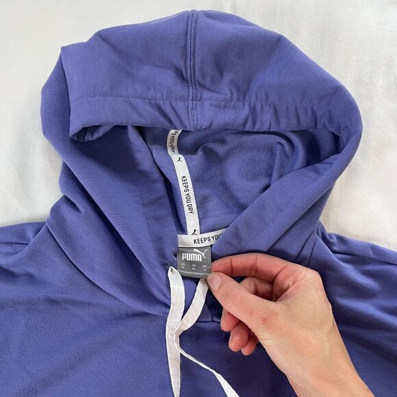Puma Periwinkle Purple Hooded Cropped Longsleeve Lightweight Sweater | Size M - Picture 4 of 5
